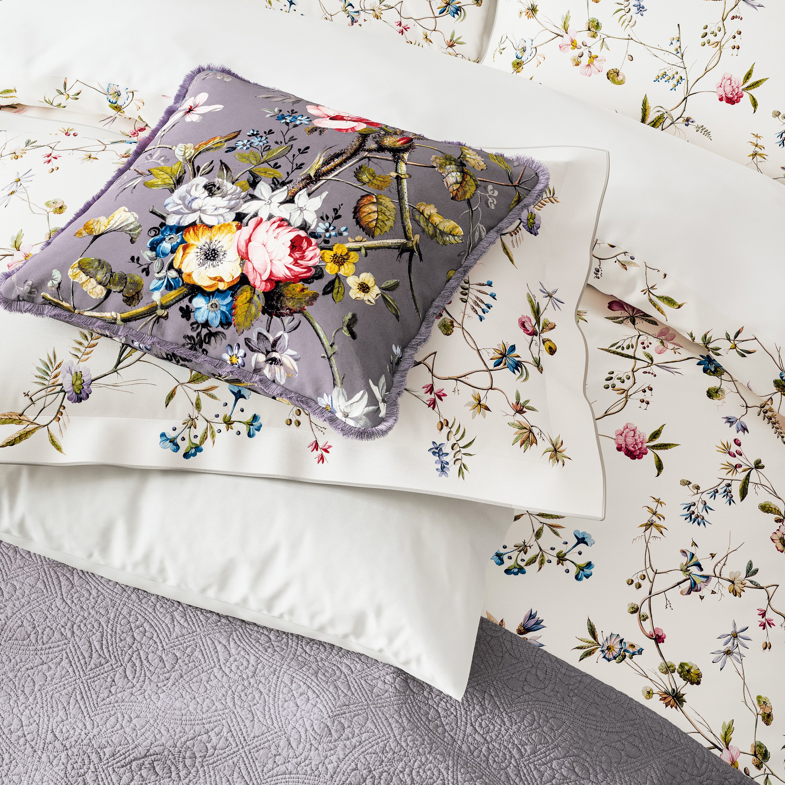 Kilburn Floral Cotton Cushion By Va In Multi